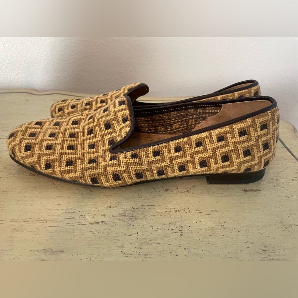 STUBBS & WOOTTON Kilim Print Needlepoint Smoking Slippers / Loafers 11 1/2 $600 - Picture 5 of 6